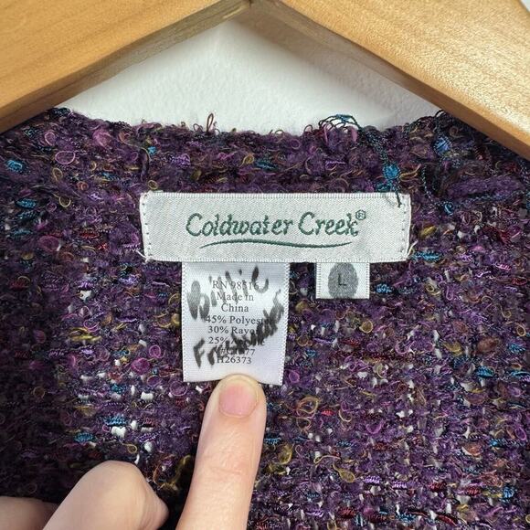 Coldwater Creek Cardigan Women Large Creek Open Sweater Purple Witchy Boho - Picture 6 of 6